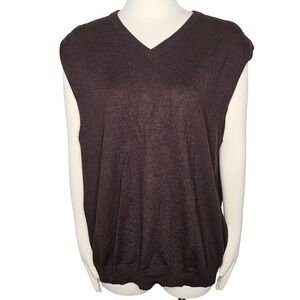 Pronto Uomo Sleeveless Sweater Vest Chocolate Brown XXL 2TG Merino Wool
